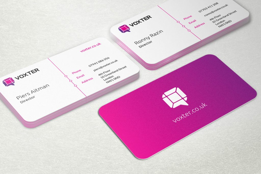 Voxter Business Cards | Branding, Strategy, Print and Website Design from Independent Marketing | IM London