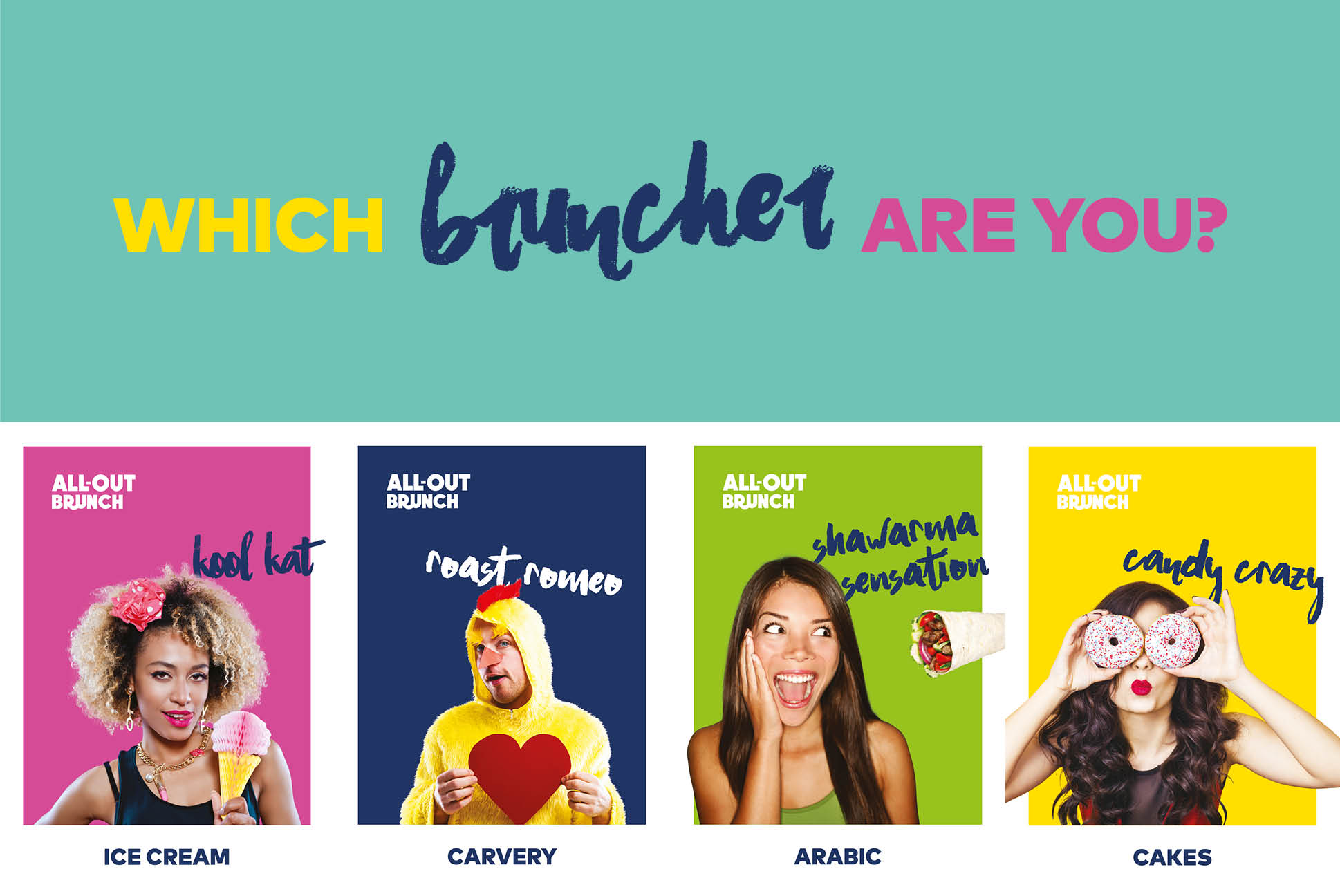 All-out Brunch Rotana Characters | All-out Brunch Poster | Amwaj Rotana | Independent Marketing Campaign & Advertising Services | IM London