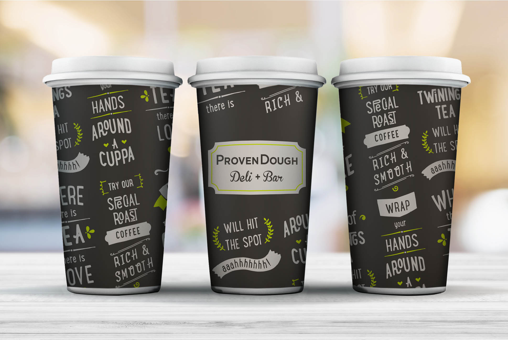 ProvenDough cups | Branding and Identity Design - Independent Marketing | IM London